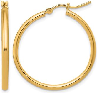 Diamond2Deal 14K Yellow Gold 2x30mm Round Hoop Earrings