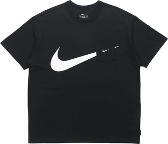 Nike Sportswear Swoosh Casual Sports Round Neck Logo Pocket Short Sleeve Black DJ4134-010