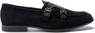 Carlos By Carlos Santana Virtuoso Double Monk Loafer in Black Croco Print at Nordstrom, Size 10.5
