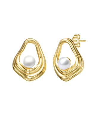 Genevive 14K Over Silver 7Mm Pearl Drop Earrings
