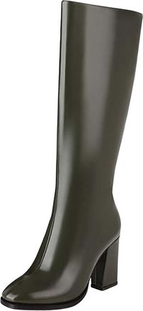 Generic Wide Calf White Boots Mid Calf Boots Knee High Boots High Heeled Long Boots Black Thigh High Boots (Green, 8.5)