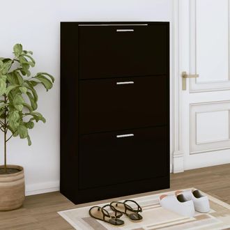 vidaXL Mueble Zapatero Madera Contrachapada Negro 63x24x103 Cm Vidaxl