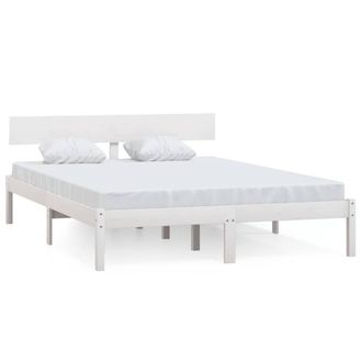 Berkfield Home Bed Frame White Solid Wood Pine 120x200 cm | Size: Small Double