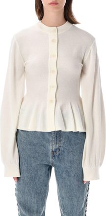 Rotate Sculptured Peplum Flared Knit Cardigan