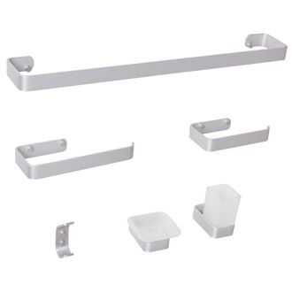 Beliani Beliani - Conjunto De 6 Accesorios De Ba&ntilde;o De Aluminio Y Vidrio Con Acabado Mate Estilo Moderno Plateado Zorritos