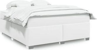 vidaXL Vidaxl - Cama Box Spring Con Colch&oacute;n Cuero Sint&eacute;tico Blanco 180x200 Cm
