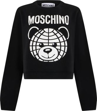 Moschino Sweatshirt met ronde hals en print - Dames - Sweatshirts - Zwart - L - Katoen - Hoodies & sweatvesten