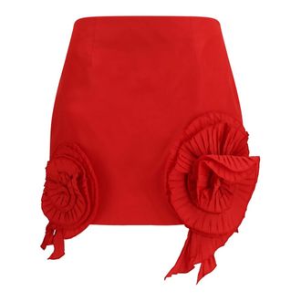 Blumarine Crepe Minirok met Bloemenapplicatie - Dames - Rokken - Rood - Maat: XS Leer