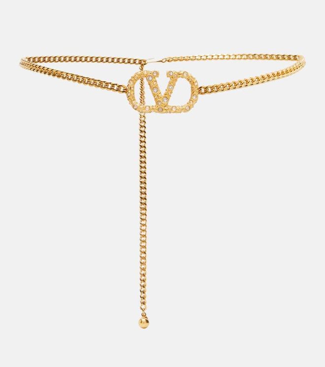 VLogo crystal-embellished belt