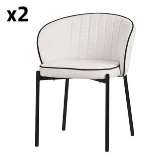 ML Design 2x Sillas de comedor beige con revestimiento de tela y respaldo
