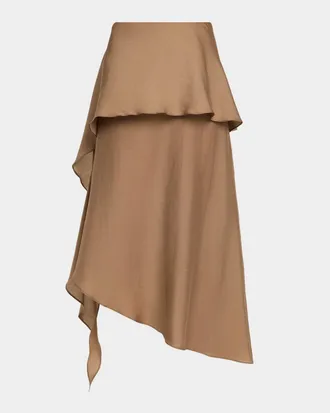 The Garment Eleanor Draped Asymmetric Midi Skirt