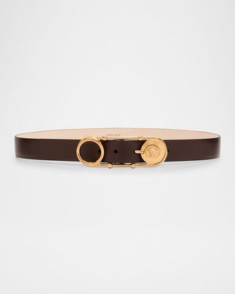 Versace Medusa Safety Pin Leather Belt