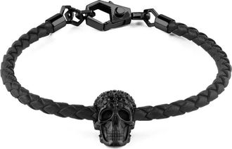 Philipp Plein Bracciale in pelle - Nero