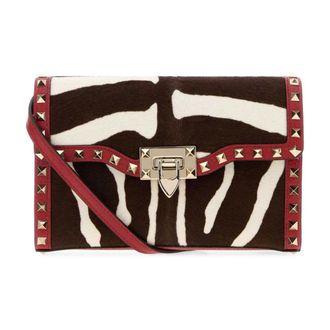 Valentino Garavani Cross Body Bags, female, Multicolor, Size: ONE SIZE Printed Calf Hair Rockstud Crossbody Bag