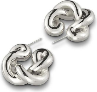 UNCOMMON MATTERS Womens Twist Creoles Earrings In Silver
