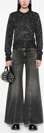 Golden Goose Womens Sequined Wool Blend Jumper - Black - Size X-Small