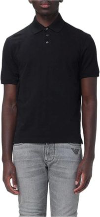 Emporio Armani Polo in all-over micro eagle jacquard jersey - Heren - Tops - Zwart - Maat: S Jersey
