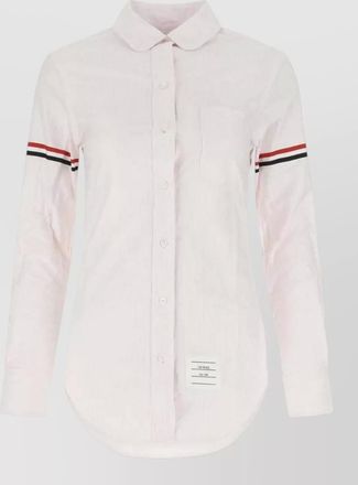 Thom Browne round collar curved hem shirt university stripe