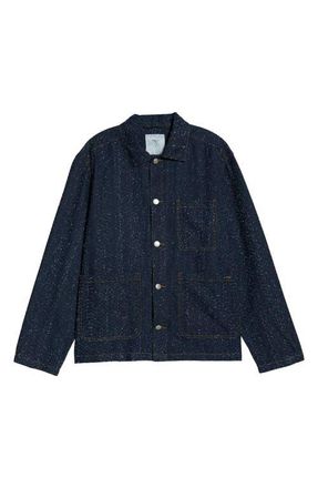 Percival Parsons Thread Detail Denim Jacket in Blue at Nordstrom, Size Xx-Large