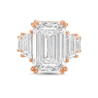 Diana M. Jewels 18kt Rose gold Lab grown 10ct Emerald Cut Diamond hidden halo fashion ring