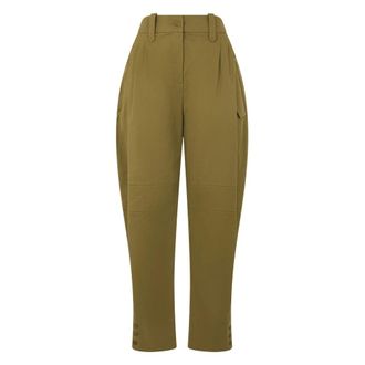 Alberta Ferretti Broeken, Dames, Groen, S, Katoen, Capri broek met hoge taille