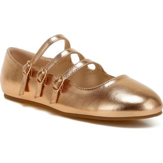 Rag & Co. Macarina Triple Strap Mary Jane Flat in Rose Gold at Nordstrom Rack, Size 10
