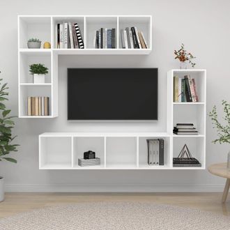 Berkfield Home 4 Piece TV Cabinet Set White Engineered Wood
