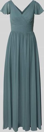 Mascara Abendkleid mit V-Ausschnitt in Oliv, Gr&ouml;&szlig;e 34