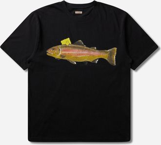 KAPITAL Men s 20/-Jersey Crew T-Shirt (One Trout Peckish Rainbowy) Black