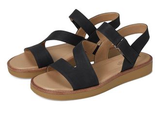 Life Stride Waverly Sandals Womens Flat Shoes Black Faux Leather : 8.5 W (C)