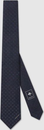 Gucci Horsebit Silk Jacquard Tie, Blue