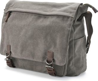 Trendhim Bag Messenger Mens Grey | Canvas Satchel & Laptop Bag made of Durable Materials | Danish Design | Fits a 16 Inch Computer | Ideal for Work and School