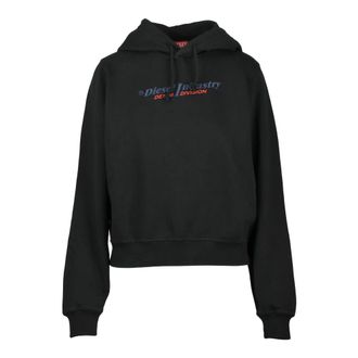 Diesel Felpa Corta - Dames - Hoodies - Zwart - M - Katoen - Hoodies & sweatvesten