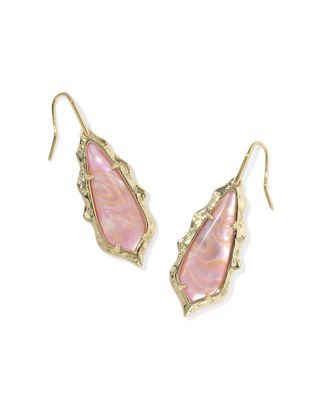 Kendra Scott Womens Adriana Scallop Frame Drop Earrings In Gold Light Pink Iridescent Abalone