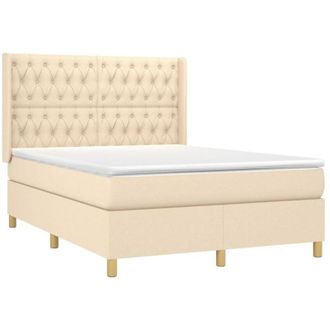 vidaXL Vidaxl - Cama Box Spring Colch&oacute;n Y Luces Led Tela Crema 140x190 Cm