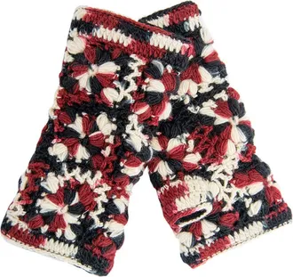 Nirvanna Designs Multi Color Flower Crochet Handwarmers in Burgundy Multi at Nordstrom