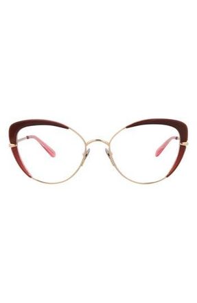 POMELLATO 54mm Cat Eye Optical Glasses in Red Gold Gold Transparent at Nordstrom Rack