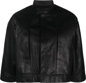 Rick Owens cropped leather jacket - women - Calf Leather/Cupro/Cotton/Polyester/Acrylic - 38 - Black
