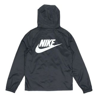 Nike Back Large Logo Zipper hooded track Jacket Black CZ8677-010