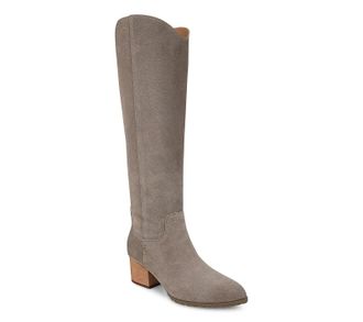 Vionic Bixby Boots Womens Wide Stone Suede Block Heel Knee High HAWK3085