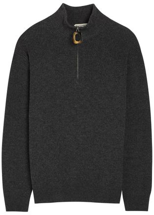 J.W.Anderson Ribbed Half-zip Wool and Cotton-blend Jumper - Grey - XL