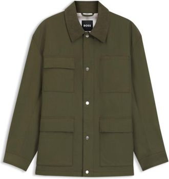 BOSS Water-repellent field jacket with checked lining