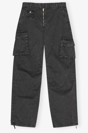 Ganni Mixed Black Washed Twill Pants - Size 34 Organic Cotton