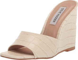Steve Madden Veles Wedge Sandal Bone Croco VELE01S1-264 Womens