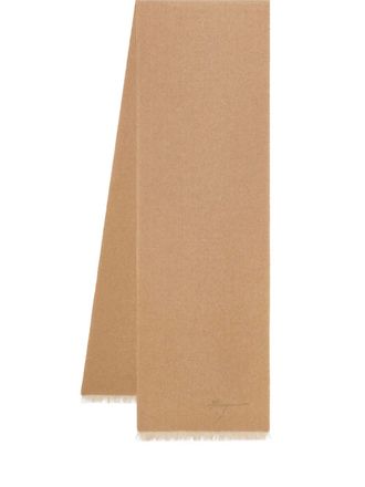 Ferragamo chevron-pattern fringed scarf - men - Virgin Wool/Cashmere - One Size - Neutrals