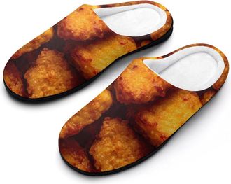 Generic Chicken Nuggets Mens House Slippers Memory Foam Washable Cotton Slip on Home Shoes