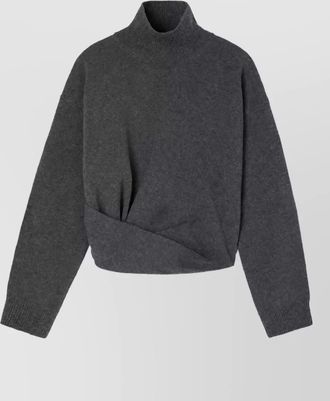 R&oacute;he cashmere merino wool draped knotted turtleneck sweater