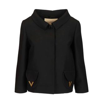 Valentino Garavani Crepe Jacket - female - Valentino Garavani - Light Jackets - Black - 2XS - Jackets
