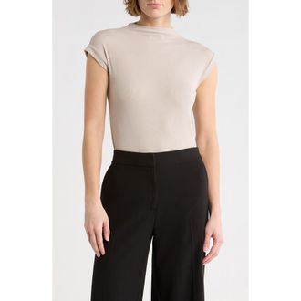 T Tahari Mock Neck Rib Knit Top in Beige at Nordstrom Rack, Size X-Large
