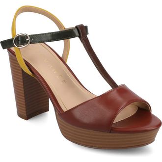 Journee Collection Lavine Slingback Flat Sandal in Brown Multi at Nordstrom Rack, Size 10
